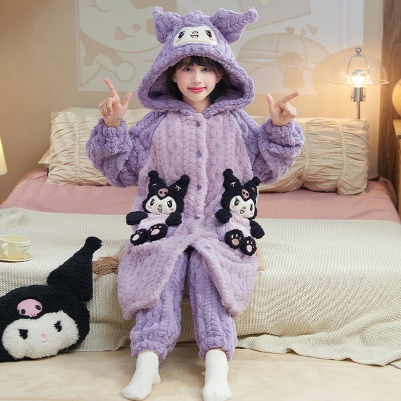 Girls' Bathrobe for Autumn and Winter, Coral Fleece Pajamas for Toddlers and Children, Flannel Winter Homewear