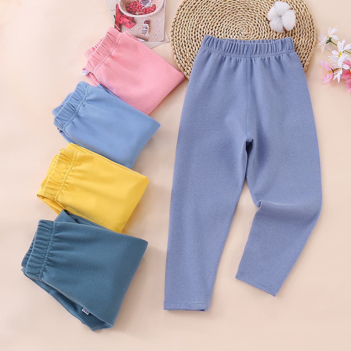 Children's Thermal Pants Silk Wool Fleece-Lined Thickened Boys Seamless Long Johns German Velvet Cotton Pants Girls Base Layer Pants