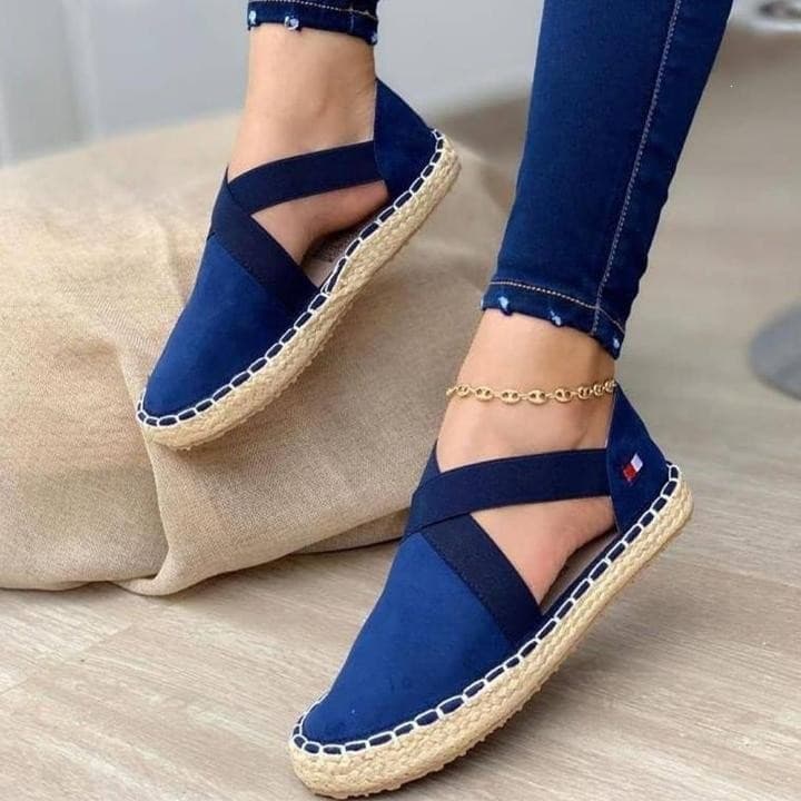 Milaier Cross-Border Trade New Summer Women's Sandals Round Toe Low-Top Woven Hemp Matte Flat Fashion Sandals