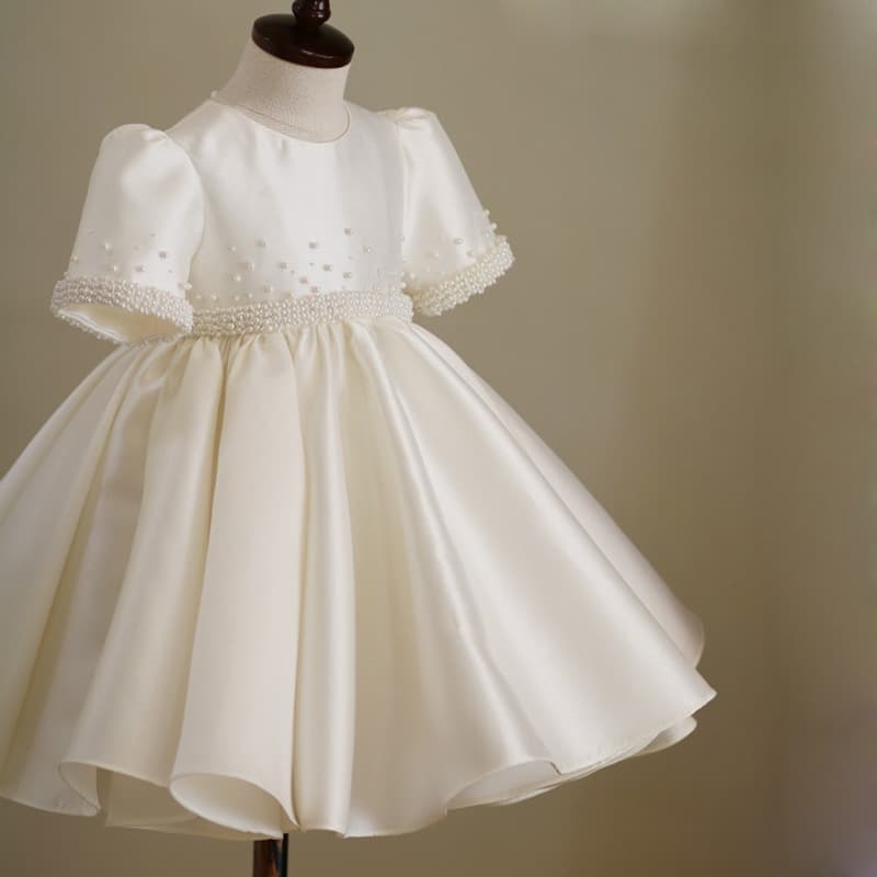 2026 New Arrival Baby Girl 1st Birthday Princess Dress Tutu Skirt 1-2 Years Satin Party Gown