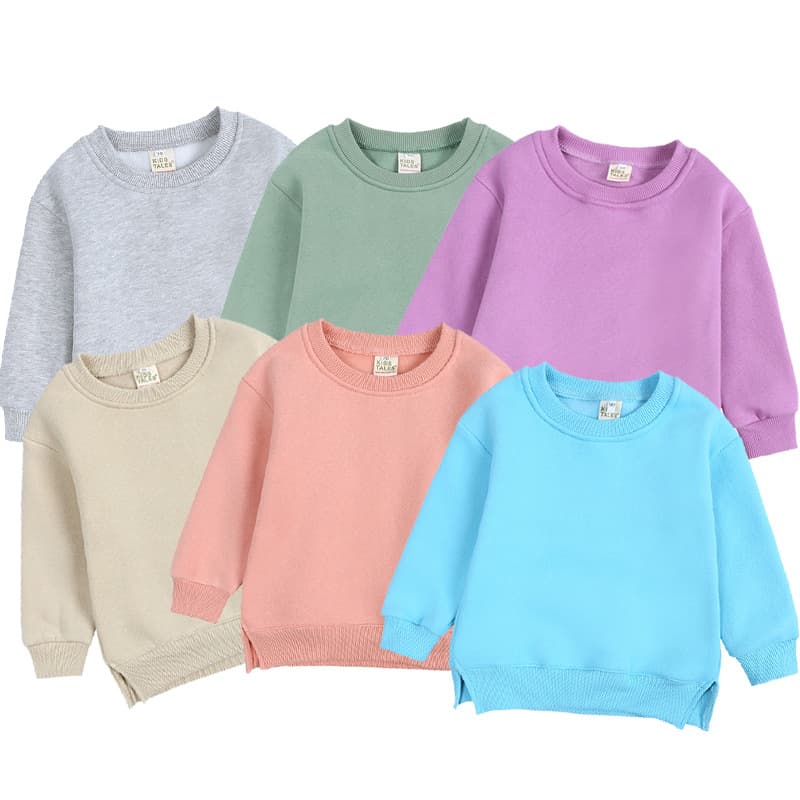 AliExpress wish autumn children's Korean children's clothing boys and girls solid color round neck long-sleeved sweatshirt baby trendy tops