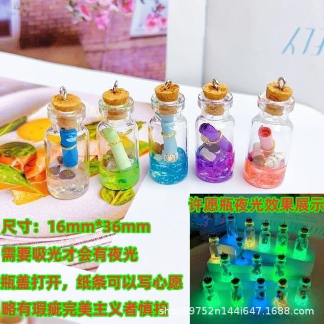 Glow-in-the-Dark Wish Bottle Drift Bottle Openable DIY Keychain Accessories Back-to-School Graduation Gift for Classmates
