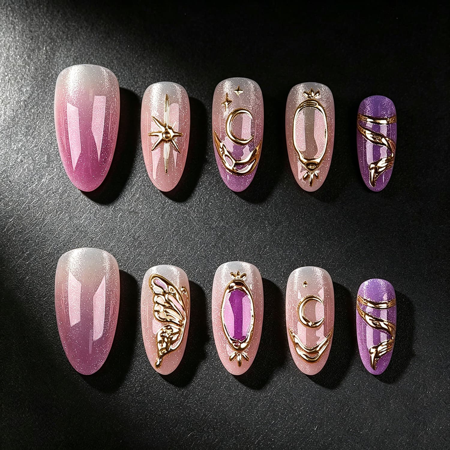 Wearable Nails European and American Cross-Border Hot-Selling Nails High-End Press-On Nails Pure Desire Style Brightening Handmade Cat Eye Nail Tips Wholesale