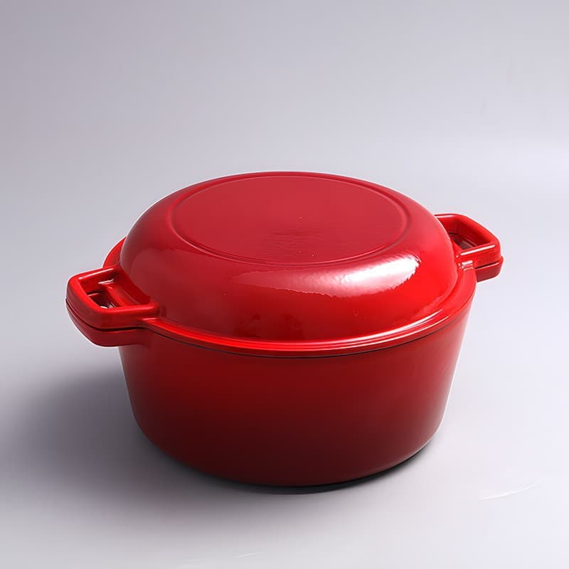 Cast Iron Enamel Braiser Pot Dual-Ear Dual-Use Pan Two-Sided Multi-Purpose Frying Pan Household Soup Pot One Pot Two Uses