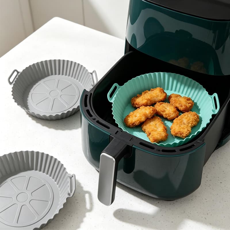 Amazon Hot Selling Air Fryer Mat, 60g Food Grade Silicone Baking Mat for Home Use, Air Fryer Baking Tray