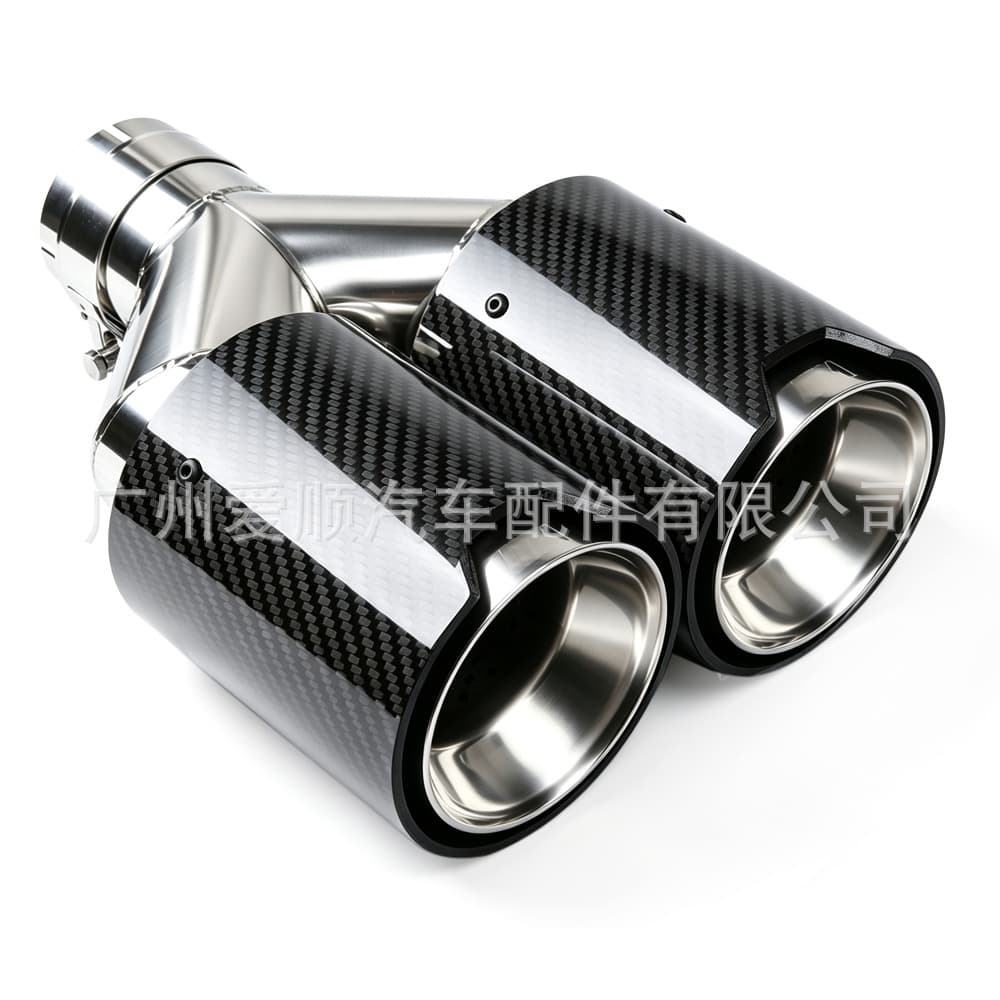 Y-Type Dual Outlet Carbon Fiber Exhaust Tip for BMW with M Badge, One Inlet Two Outlet Carbon Fiber Tail Pipe