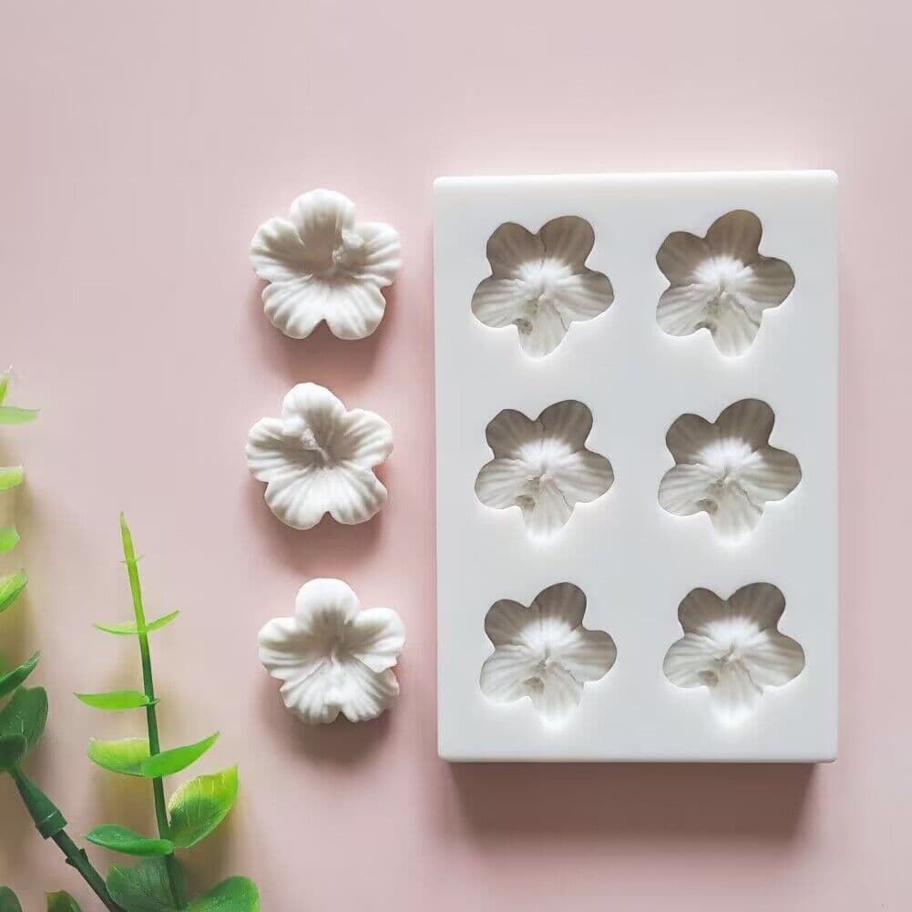 6-Cavity Five-Petal Flower Fondant Silicone Mold DIY Flower Chocolate Baking Cake Decorating Clay Mold