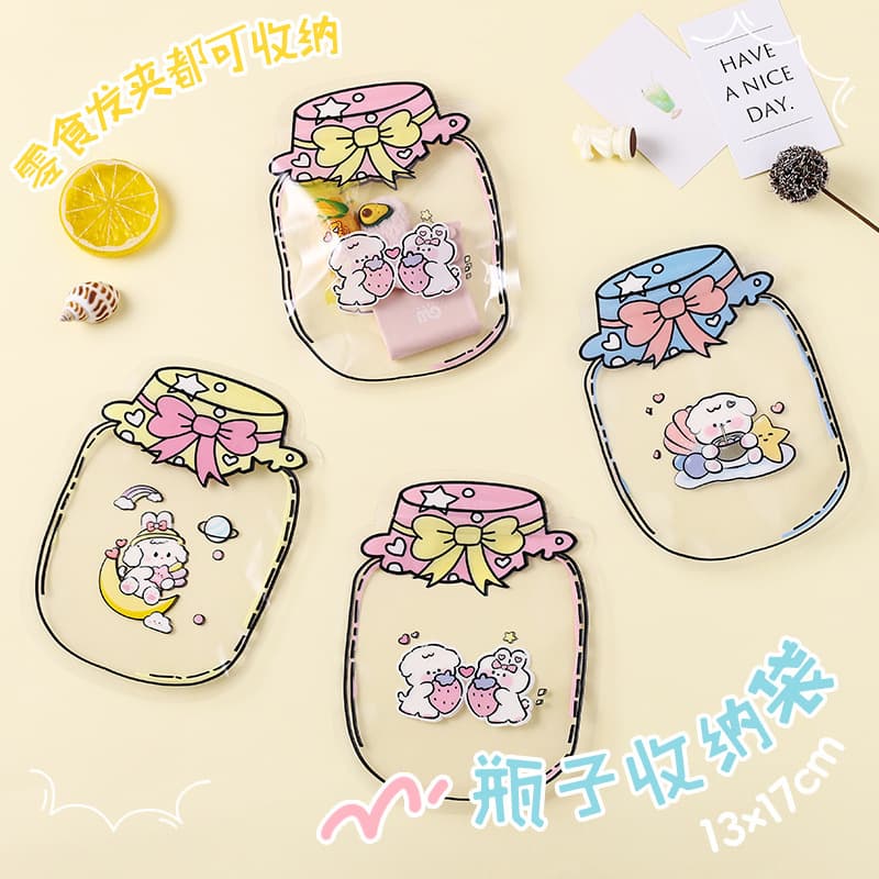 Cute Cartoon Resealable Bag Soft Snack Candy Zipper Bag Girly Hair Clip Accessory Small Item Storage Bag