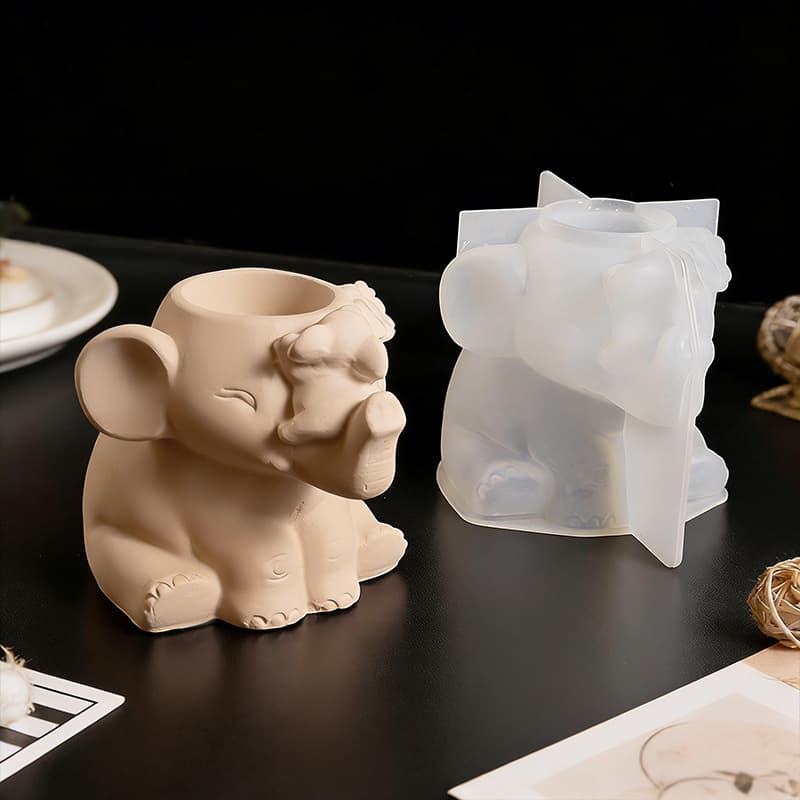 DIY Resin Elephant Vase Candle Cup Storage Box Plaster Mold Elephant Flower Pot Storage Jar Silicone Mold