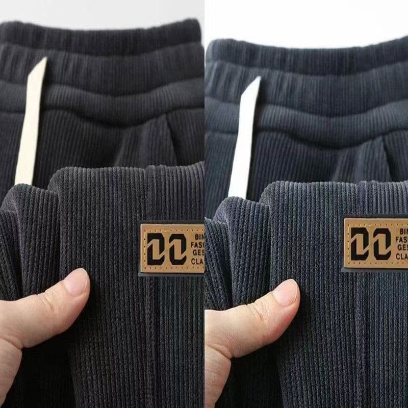 Winter Fleece-Lined Trendy New Cuffed Pants, Corduroy Casual Trousers, Loose Long Pants, Korean Style Men's Plus Size Trousers