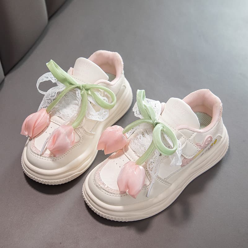 Children's Low-Top Skate Shoes Girls' Sneakers Autumn New Fashionable Casual Kids Shoes Versatile Soft Sole Girls Princess Shoes