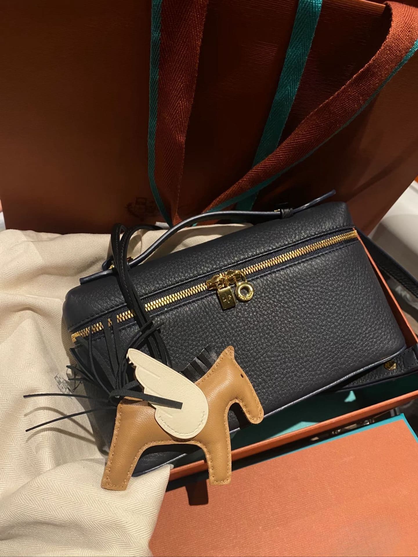 Original Leather LP19 Lunchbox Bag Top-Layer Cowhide Gigi Same Style Box Bag Shoulder Handbag Crossbody Cosmetic Bag for Women