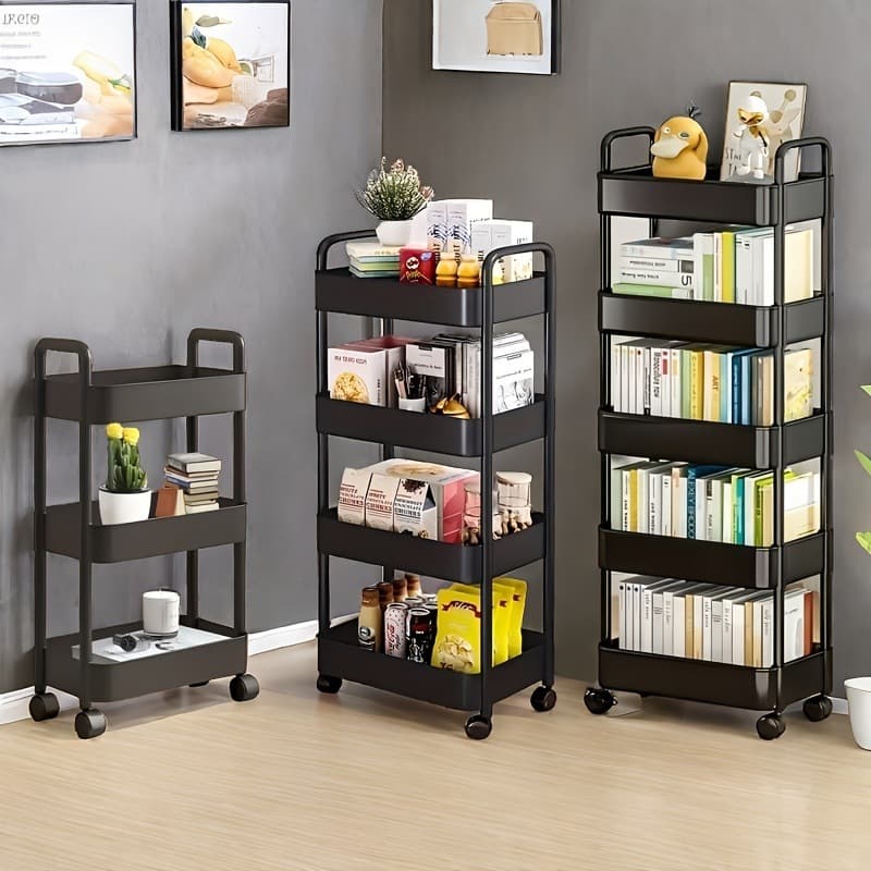 2026 New Cross-border Drop Shipping 3-Tier Rolling Storage Cart with Handle