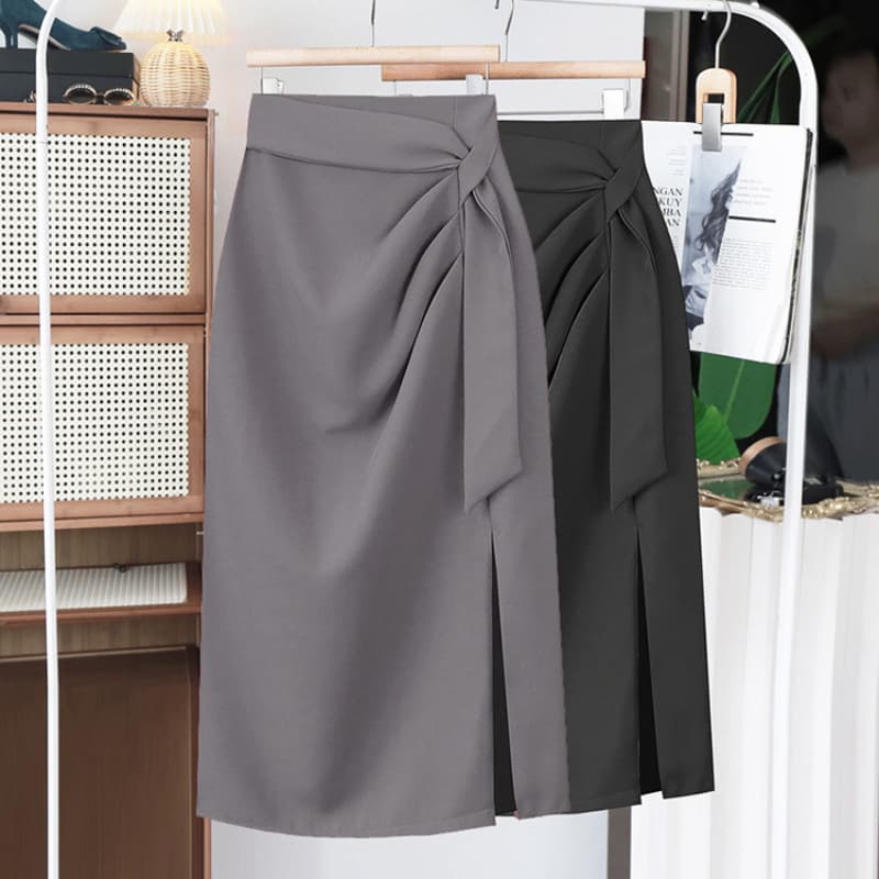 Spring New Women's Midi Skirt High-Waist A-Line Blazer Skirt Casual Irregular Slit Pencil Skirt