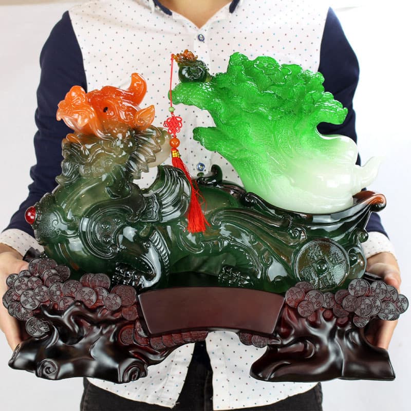 Living room Pixiu, cabbage, golden toad ornaments, home golden cicada decorations, opening crafts, fortune-making, imitation jade and blessings