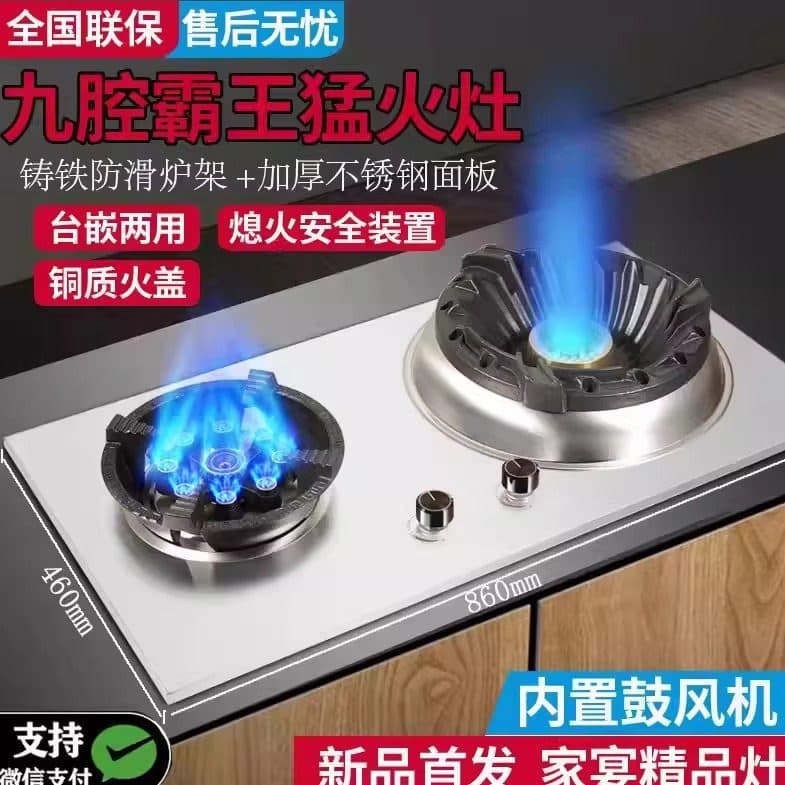 Banquet King High-Fire Gas Stove, Household Double Burner, Natural Gas/LPG, Tabletop/Embedded Dual-Use Gas Cooker