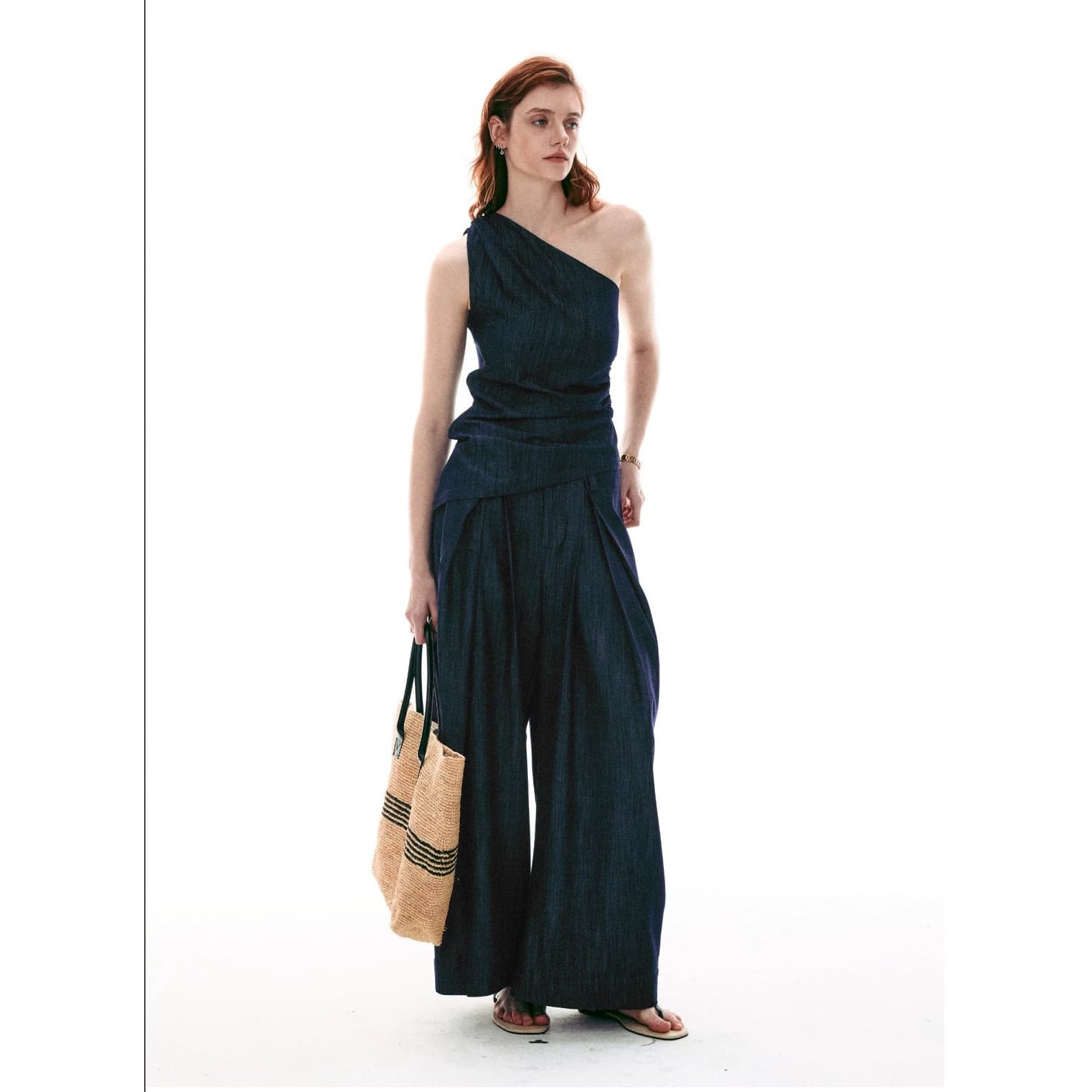 SINGLE MOMET 26SS French Vintage Asymmetrical Sleeveless Top and Dress Pants Set for Women