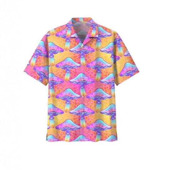 Hip Hop Mushroom 3D Printed Shirt for Men, Wide Tooth Skull Graphic Shirt, Goth Hawaiian