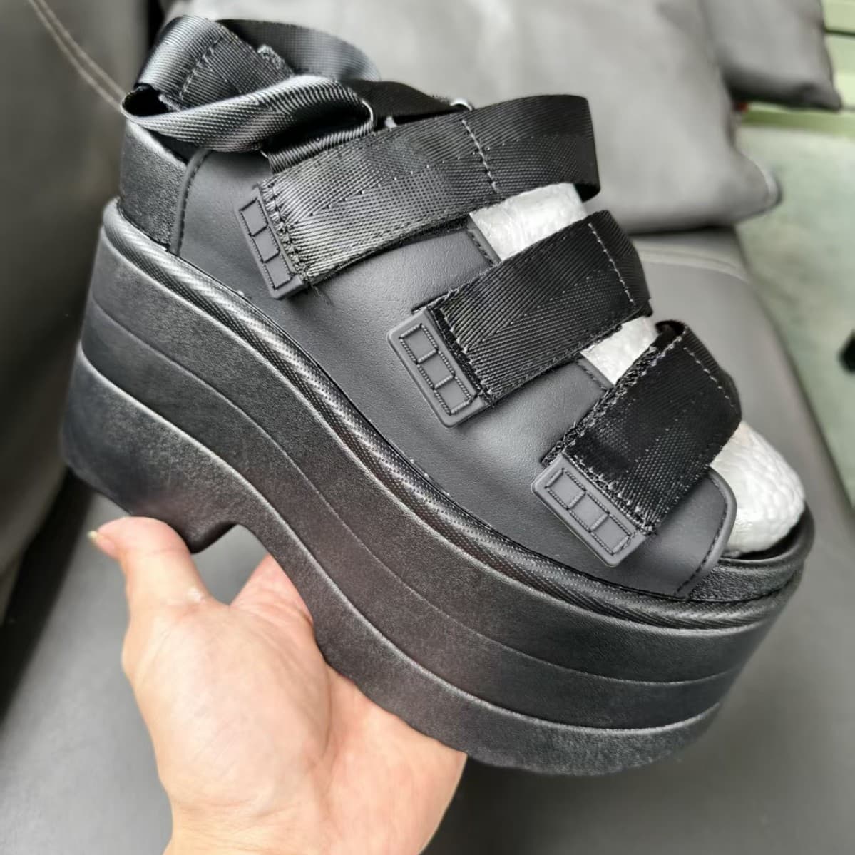 2026 Chunky Strap Sandals Fashion Platform Hook-and-Loop Casual Sandals Wedge Slippers Women's High Heel Sandals