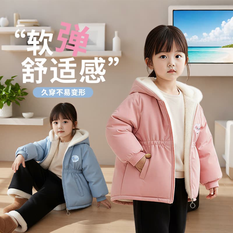 Girls' Winter Cotton Coat 2025 Toddler & Youth Sweet Hooded Windbreaker Cartoon Casual Warm Puffer Jacket