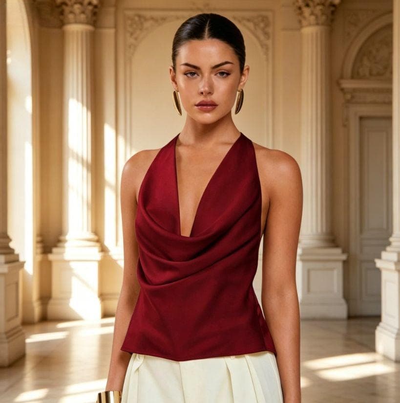 Cross-Border Women's Sexy Sleeveless Satin Top, 2026 Spring-Summer Amazon European and American Work Women's Tie