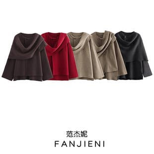 ZR Wholesale Export European-American Style Women's Fashion Asymmetric Scarf Short Knit Jacket 2756100 802