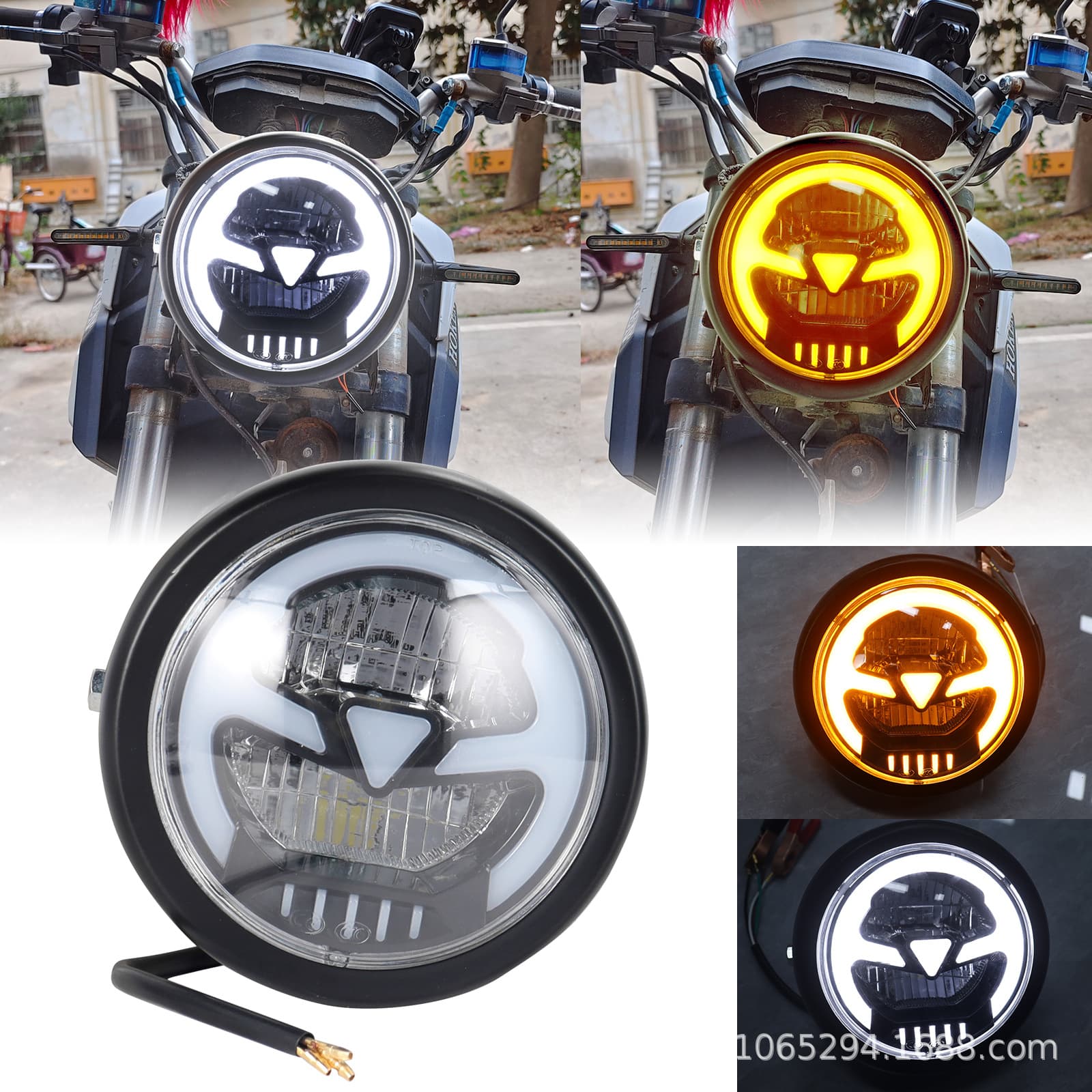 Vintage Motorcycle Modified LED Daytime Running Light Ring Headlight Harley Motorcycle Front Headlight Retro Light
