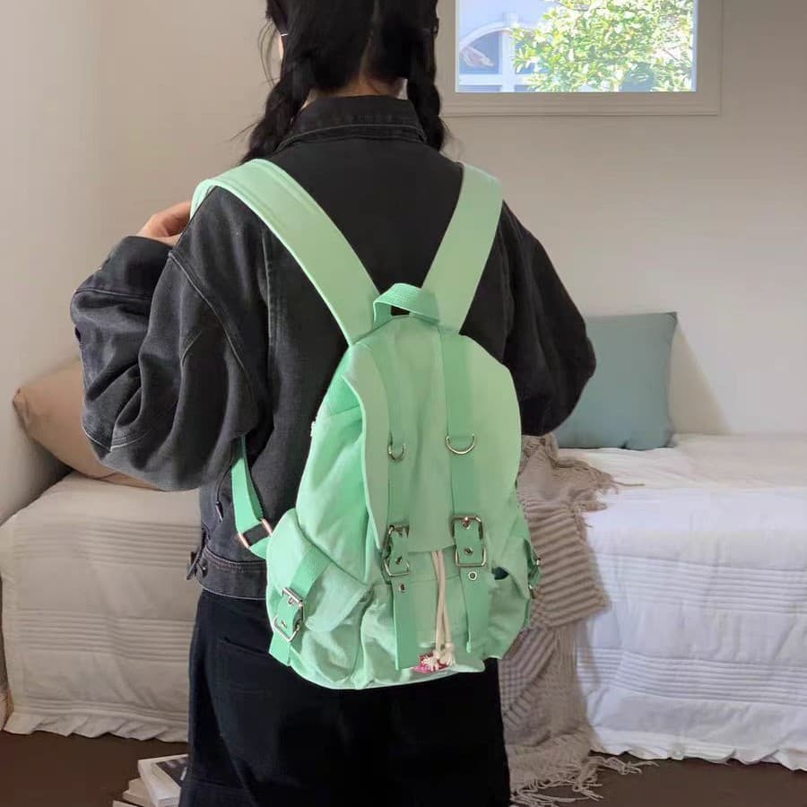 Light pink ancient early backpack lightweight canvas bag nylon large capacity Korean commuter travel school bag backpack ins