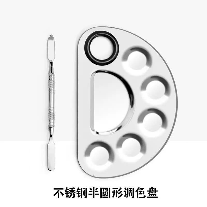 Makeup Palette Foundation Concealer Ring Palette Stainless Steel Professional Mixing Palette with Mixing Stick