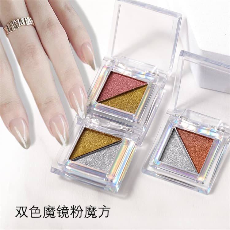 Solid Dual-Color Magic Mirror Powder, Internet-Famous Ultra-Bright Nail Aurora Powder, Iridescent Silver Mirror Powder, Mirror Powder, Laser Powder