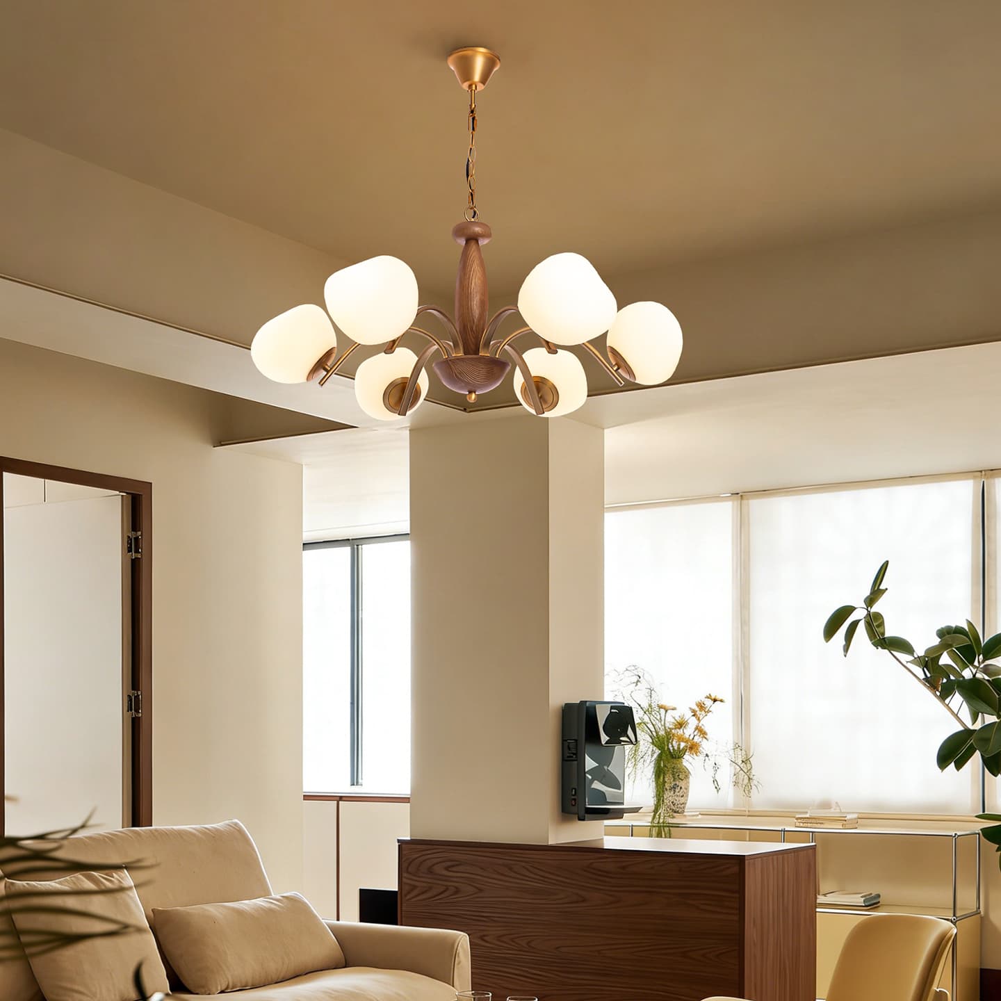 New French mid-century style living room chandelier main light American retro light luxury bedroom lamp high-end study lamps