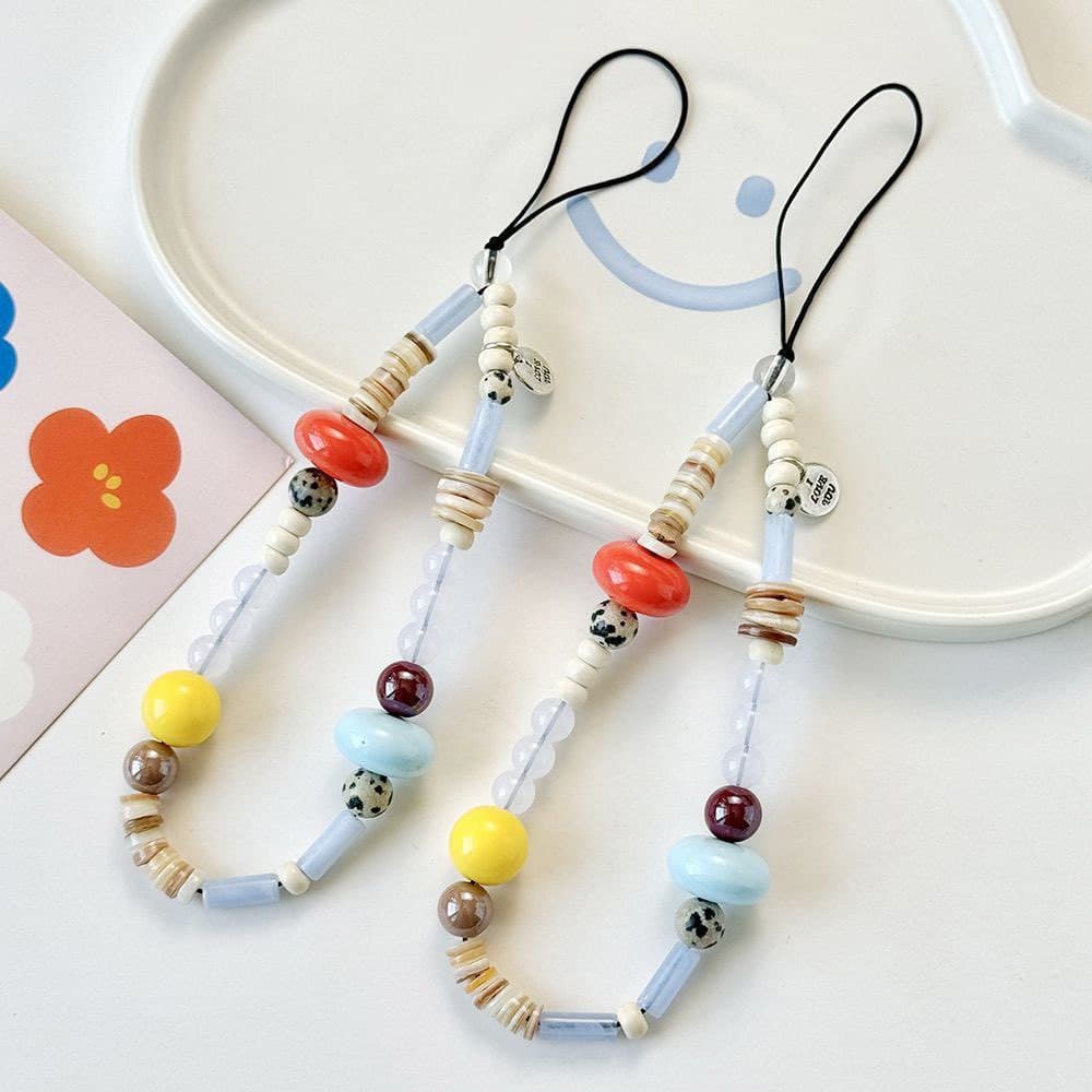 New original homemade mobile phone chain high-end design contrasting beaded mobile phone case bracelet lanyard ccd camera for women