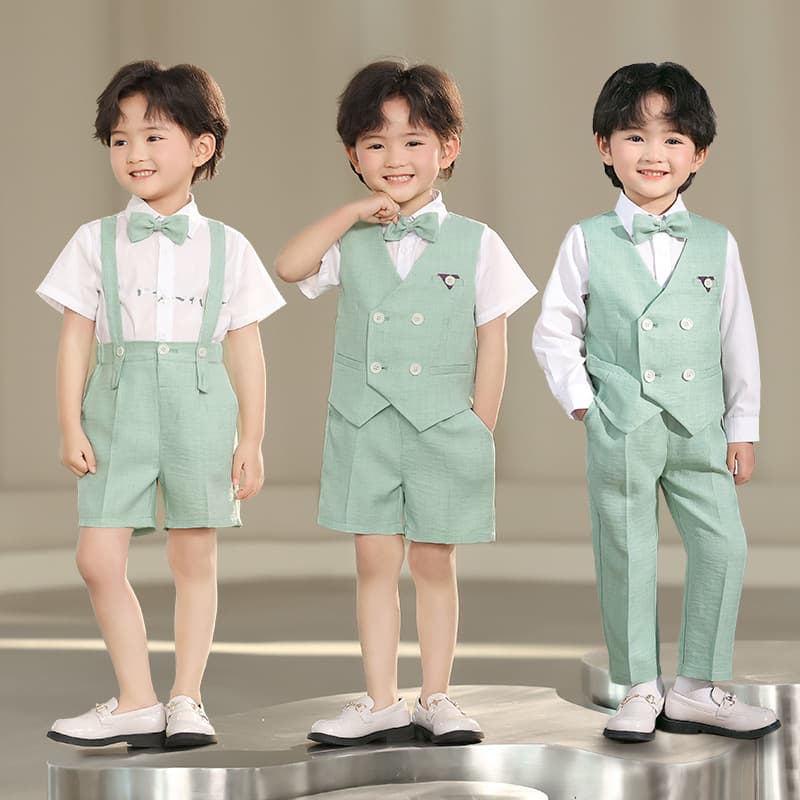 Children's Suit Summer Style Boy's Vest Shorts Set Pageant First Birthday Attire Small and Medium Child Piano Host Performance Outfit