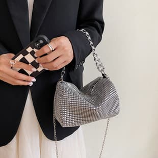 Korean Minimalist Chain Evening Bag Fashion Sparkling Diamond Crossbody Bag Handbag Women's Bag Wholesale