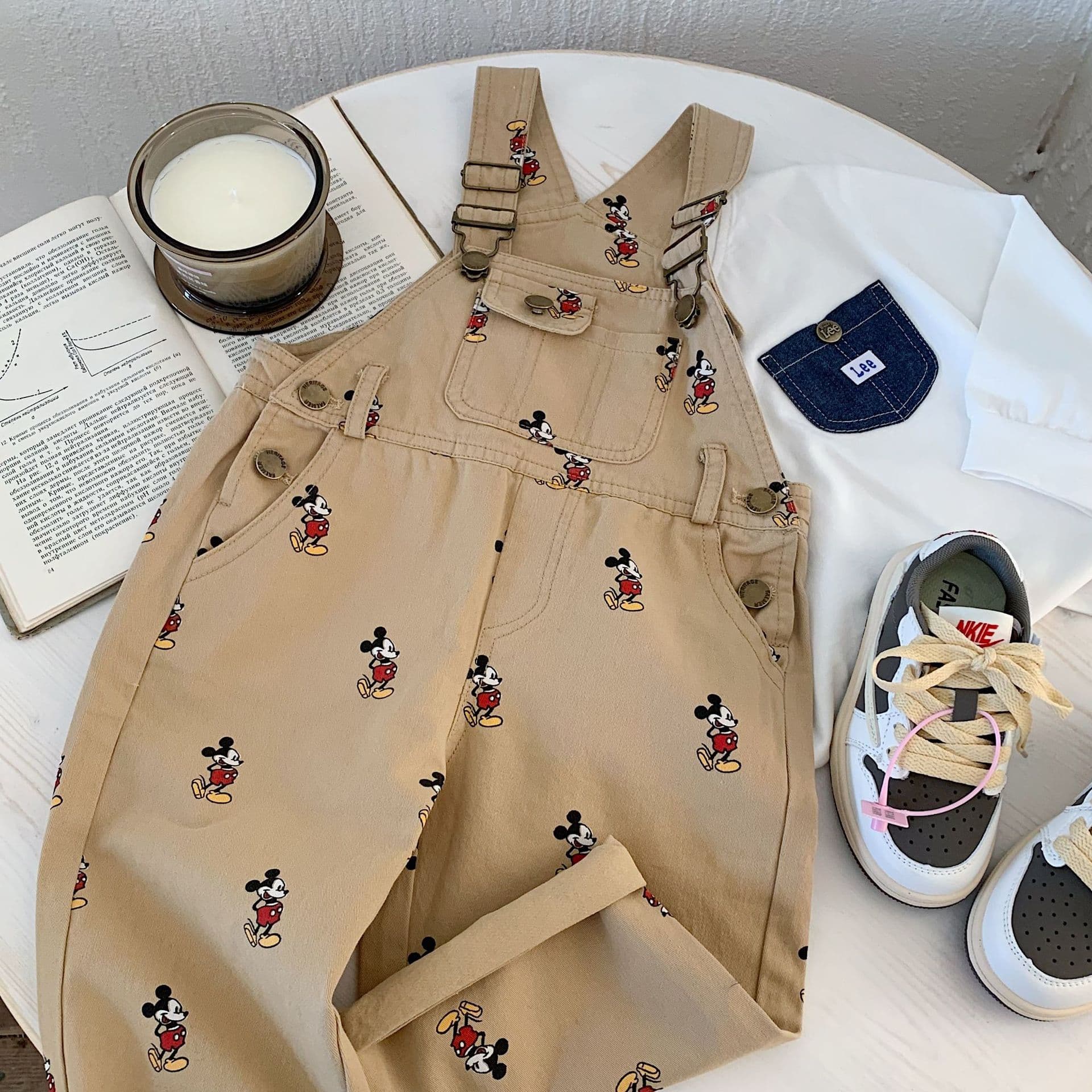 Kids' Pants 2026 Bugatti Spring New Arrival Boys and Girls All-Over Print Cartoon Overalls Baby Stylish Suspender Pants