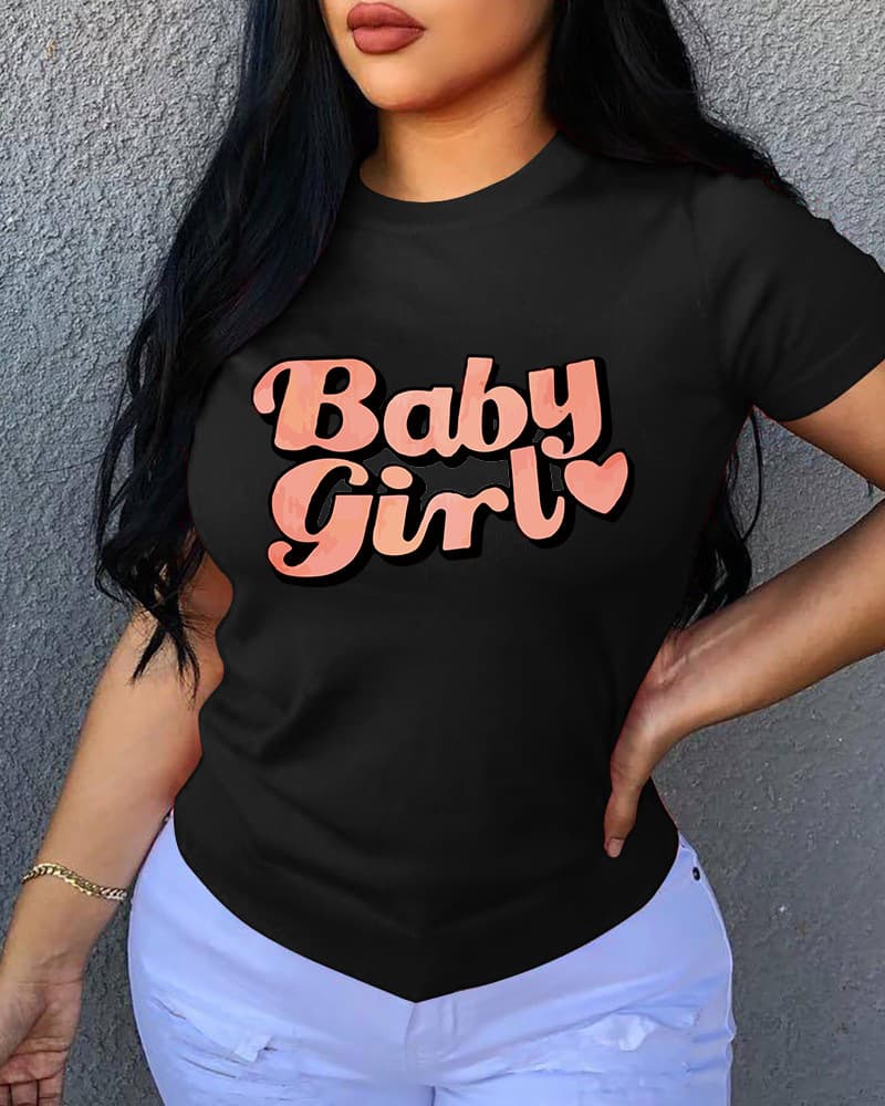 New European and American style creative baby girl English pattern printed short-sleeve T-shirt top for summer