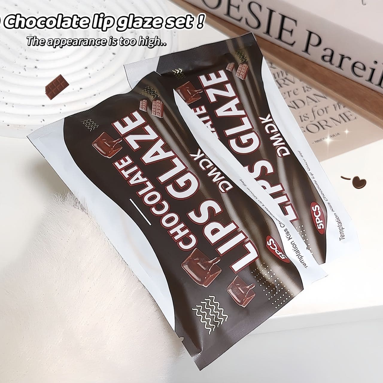 Chocolate Set Lip Gloss Lip Glaze Cosmetics Matte Non-Stick Cup Non-Fading Lips Five Pieces Cross-Border Cosmetics