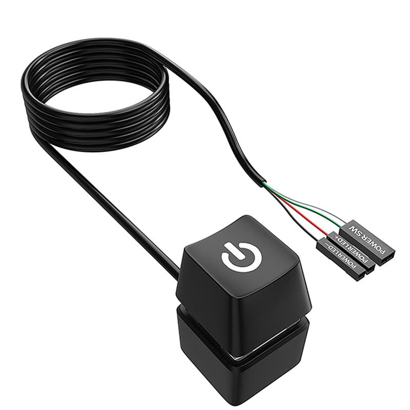 Computer Power Button Extension Switch External Remote Start Motherboard Switch Control Adapter with LED 1.65M