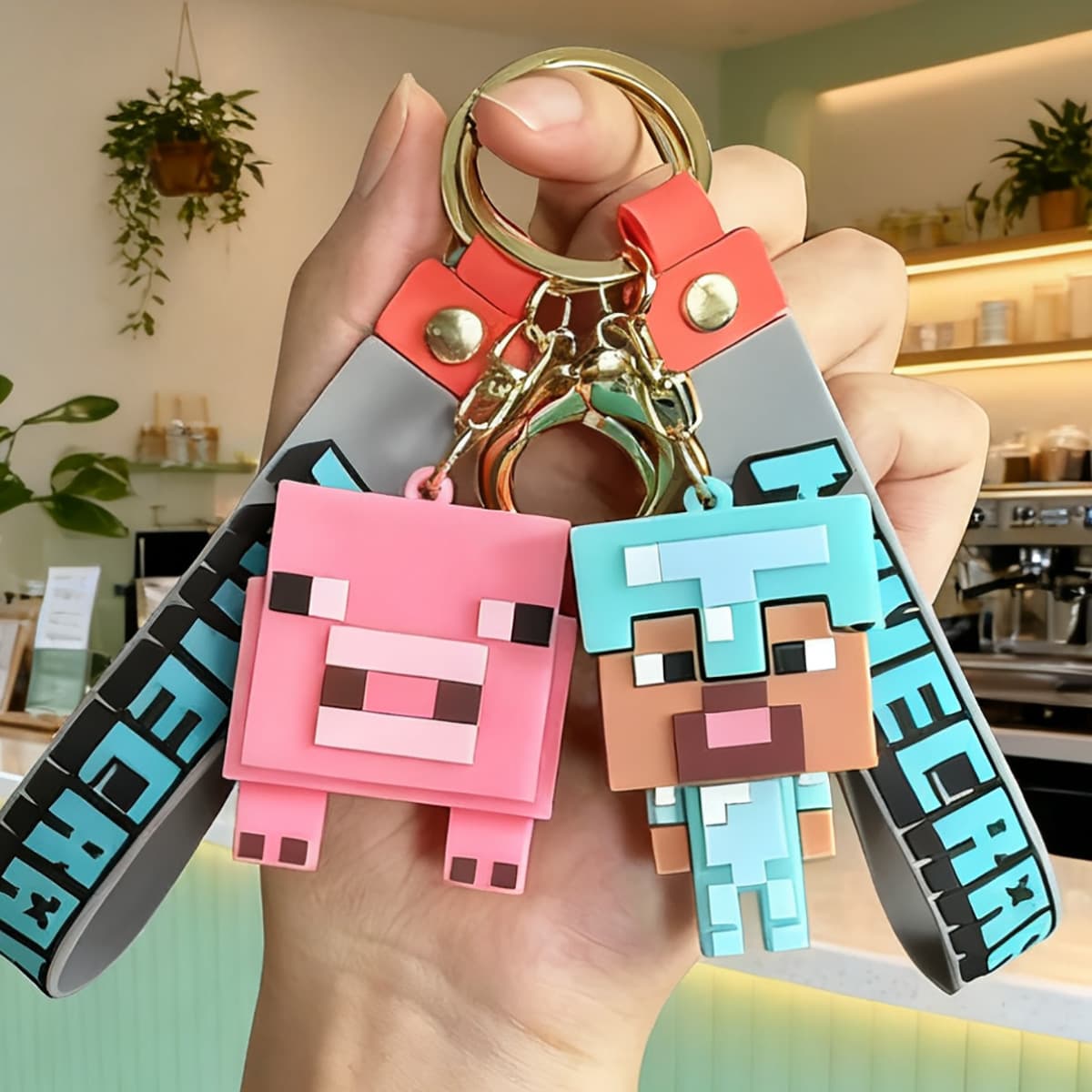 2025 New Minecraft Keychain Minecraft Game Peripheral Pendant Building Block Doll Cross-Border Gift