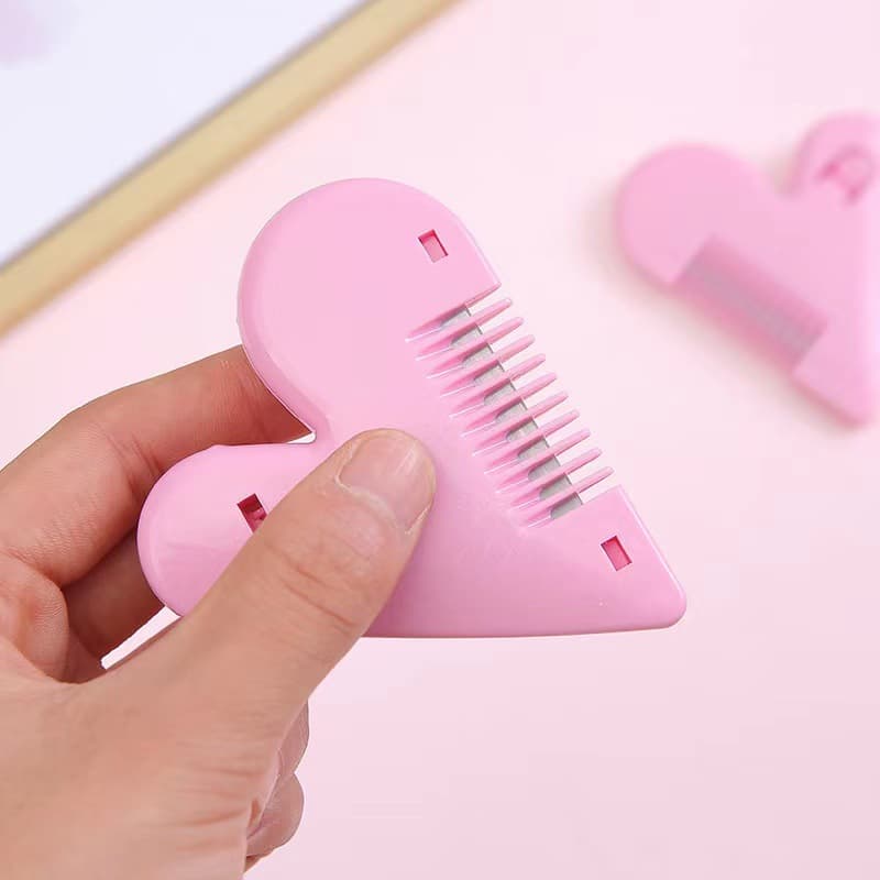 Heart-Shaped Dual-Side Hair Trimmer and Thinning Comb for Bangs, Child-Safe Haircutting Blade
