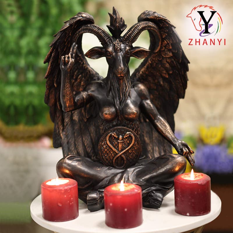 New Satan Demon Meditation Goat Sculpture Dragon Boat Storage Home Decoration Resin Crafts Living Room Decorative Ornaments