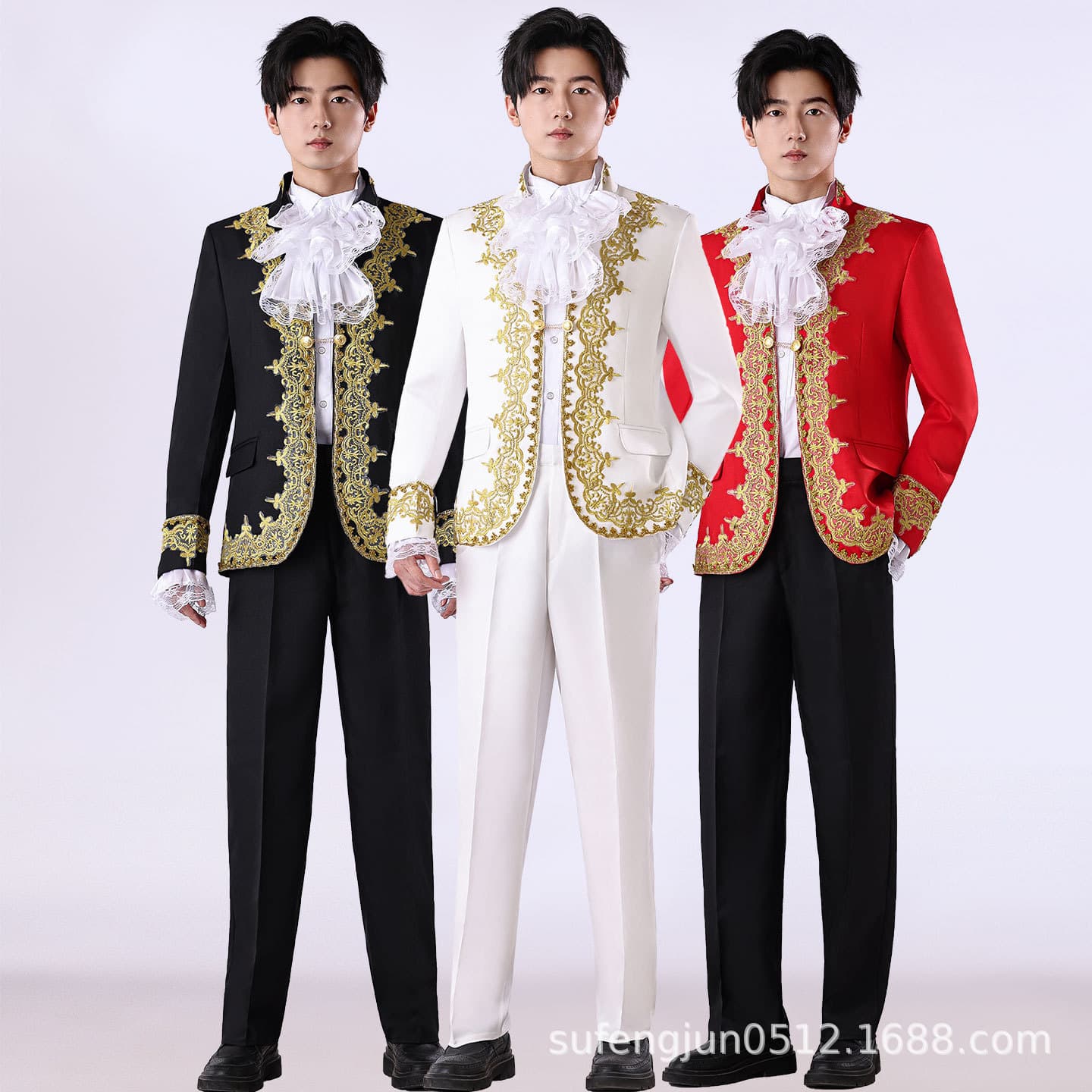 Vintage European Men's Court Halloween Costume New Year Performance Outfit Prince Charming Stage Costume