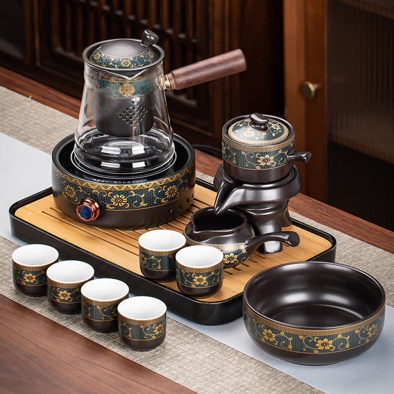 Electric Tea Maker with Hot Plate, Home Guest-use Lazy Automatic Tea Pot, Office Kung Fu Tea Set Mini Kit