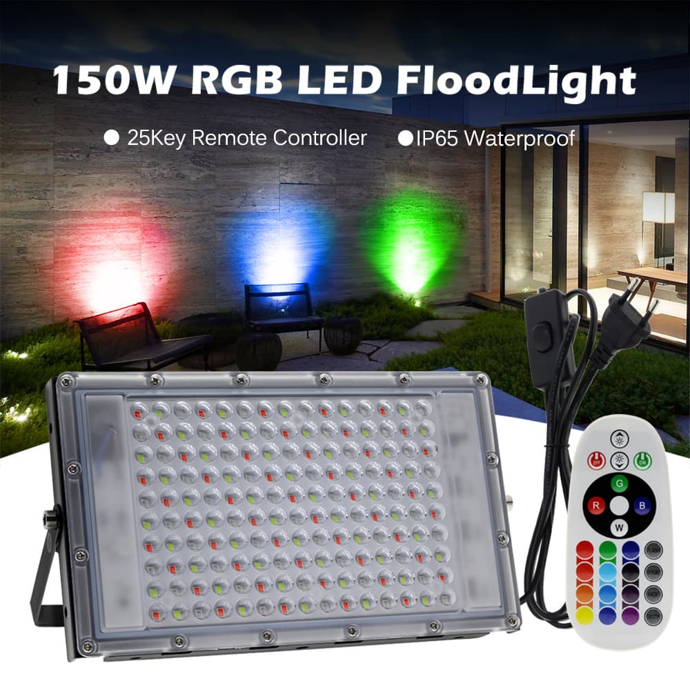 Cross-border New Product Outdoor Landscape Lighting 100W RGB Color-changing Floodlight with Remote Control LED Floodlight