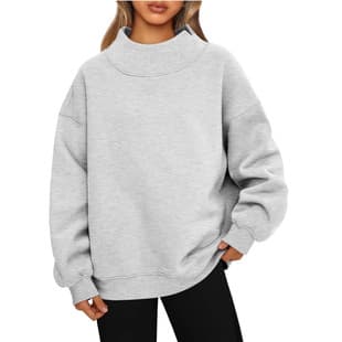 Amazon 2026 European American Women's Sweatshirt Long Sleeve High Neck Pullover Casual Hoodie Fleece Lined Top for Women