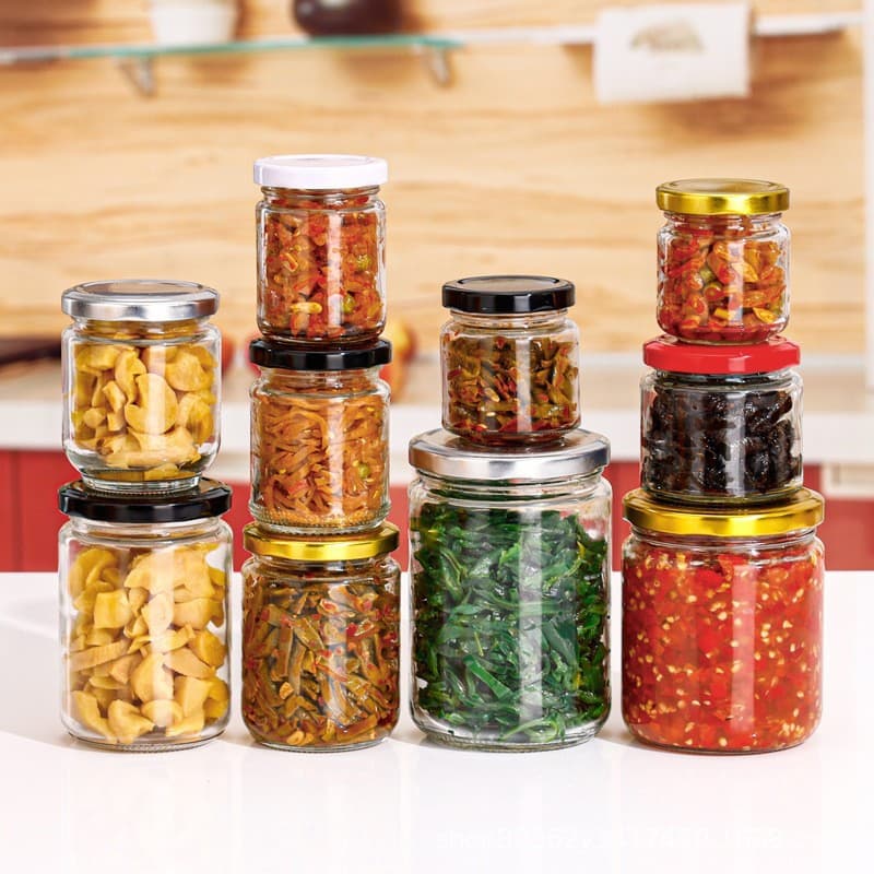 Factory wholesale round pickle jar chili sauce jar glass jar jam jar honey jar canning jar sealed jar multiple specifications