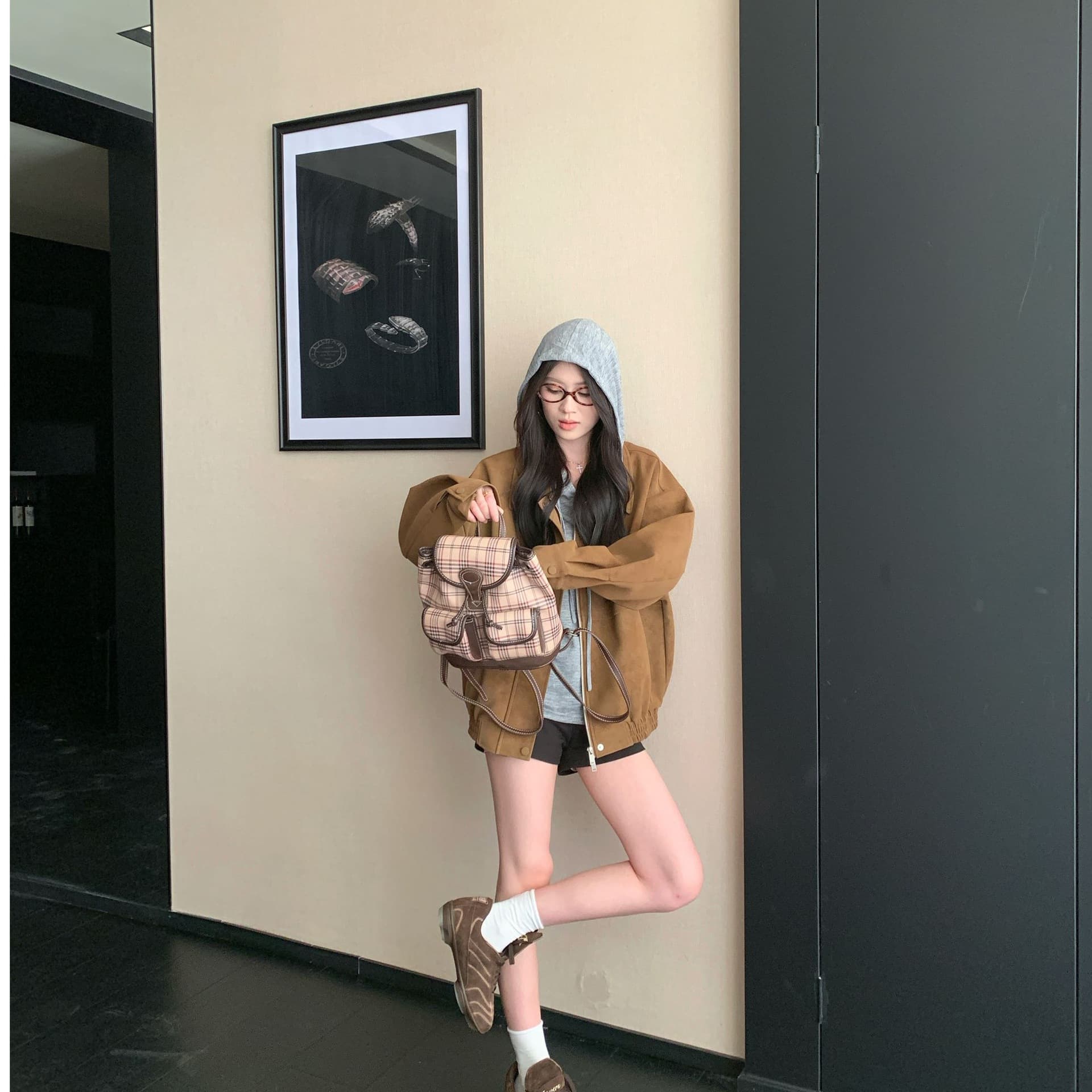 In Stock #Milad Retro Suede-Like Long-Sleeve Jacket for Women 2025 Fall Loose Lapel Casual Motorcycle Coat