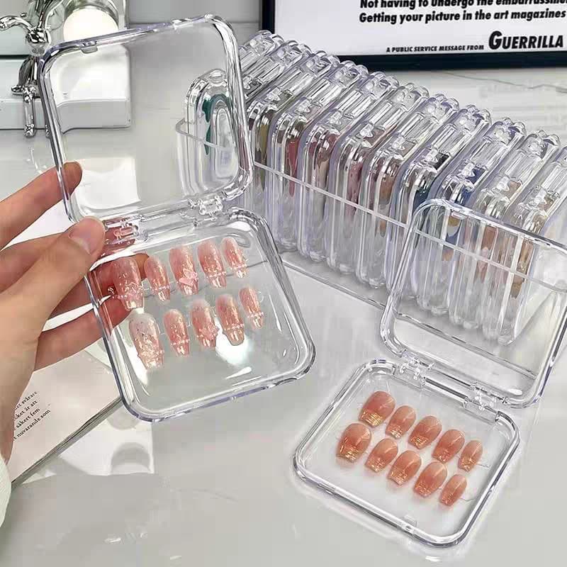 Wearable Nail Polish Storage Box, Transparent with Lid, Dust-Proof, Nail Art and Nail Sticker Organizer, Large-Capacity Portable Display Box