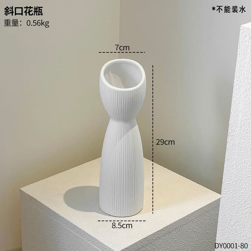Modern Minimalist Slanted Ceramic Vase for Desktop Flower Arrangements, Dried Flowers, Hydroponics, Living Room Home Decor Ornament