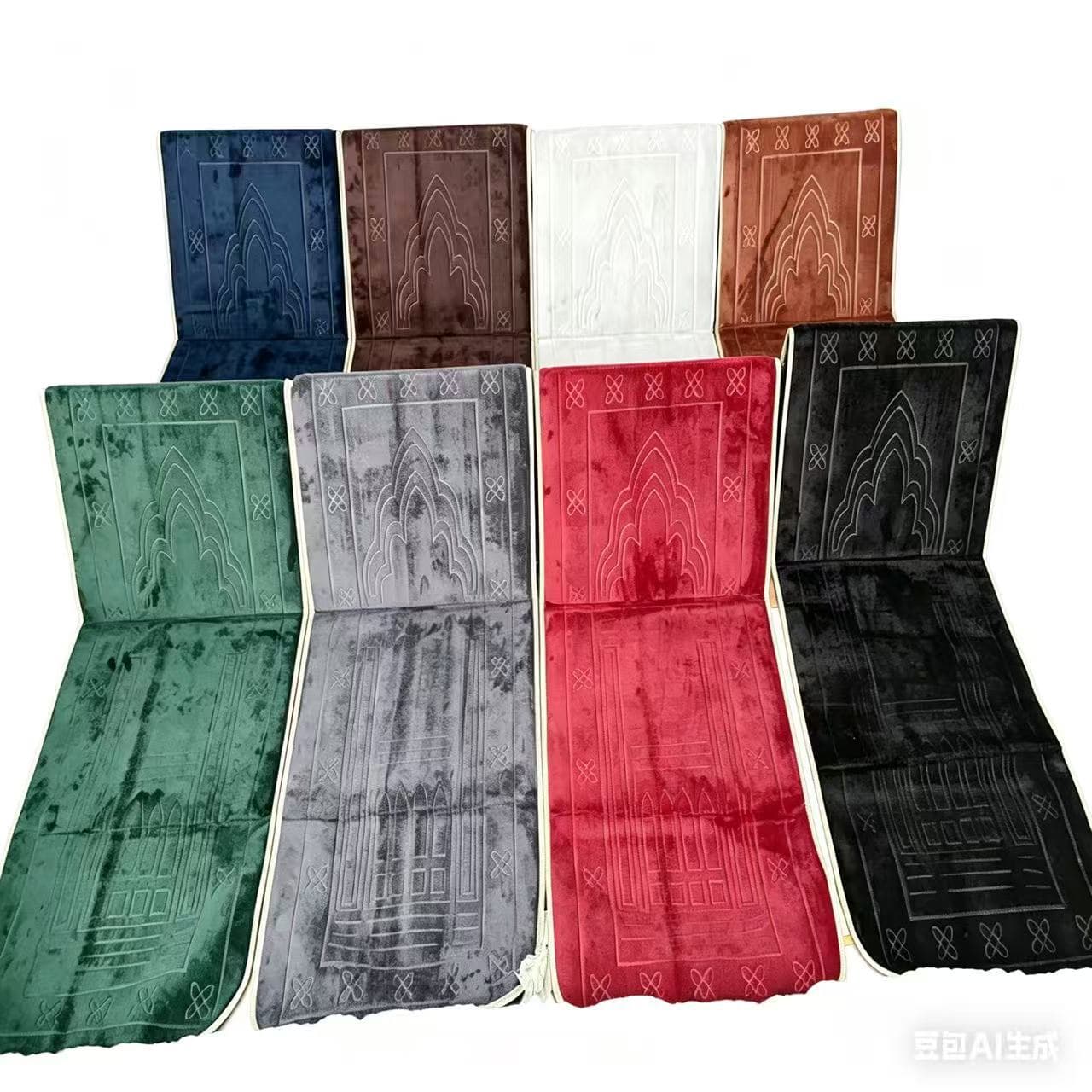 Cross-border Multifunctional Folding Backrest Prayer Mat Flannel Fabric Portable Embossed Outdoor Prayer Mat Folding Backrest Cushion